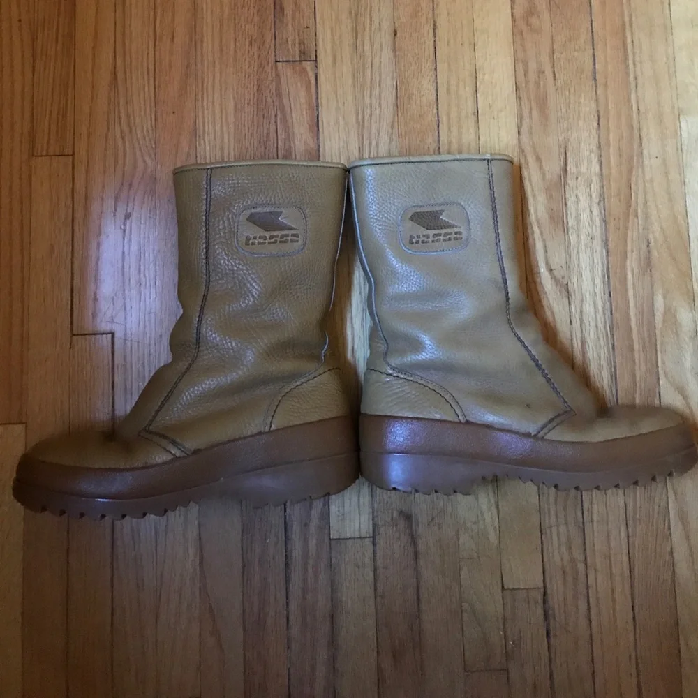 VINTAGE Italian 🇮🇹 butterscotch leather boots 10 - Picture 5 of 8